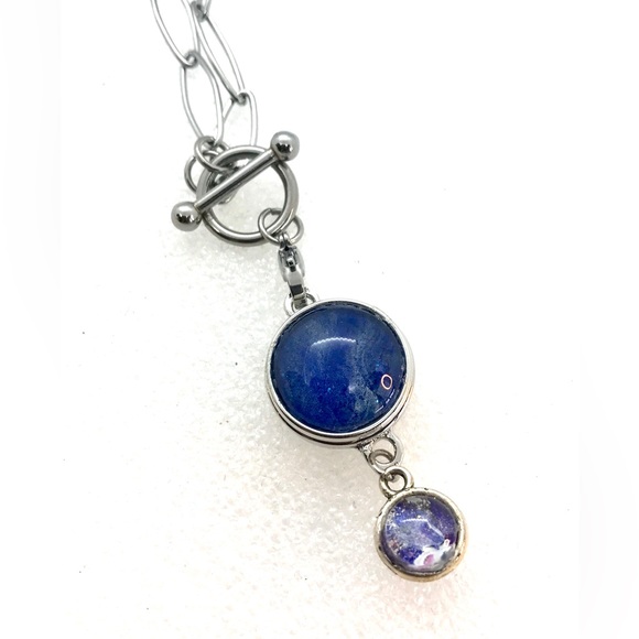 Necklace with 20mm handmade Snap and double dome globe charm SN20 Stainless - Picture 2 of 5